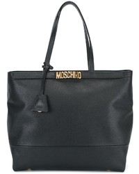 Черная кожаная большая сумка от Moschino