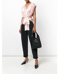 Черная кожаная большая сумка от Stée