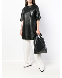 Черная кожаная большая сумка от Jil Sander