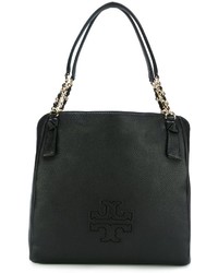 Черная кожаная большая сумка от Tory Burch