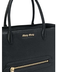 Черная кожаная большая сумка от Miu Miu