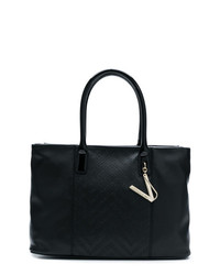 Черная кожаная большая сумка от Versace Jeans