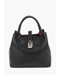 Черная кожаная большая сумка от Vitacci