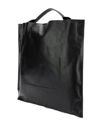 Черная кожаная большая сумка от Jil Sander