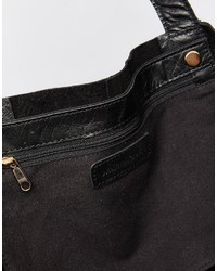 Черная кожаная большая сумка от Warehouse