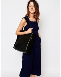 Черная кожаная большая сумка от Warehouse