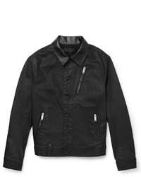 Мужская черная кожаная джинсовая куртка от Alexander McQueen