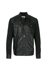 Мужская черная кожаная джинсовая куртка от CK Calvin Klein