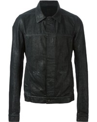 Мужская черная кожаная джинсовая куртка от Rick Owens