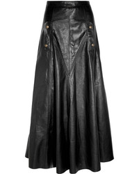 Черная кожаная длинная юбка от Chloé