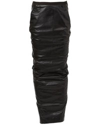 Черная кожаная длинная юбка от Rick Owens