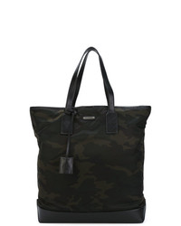 Мужская черная кожаная дорожная сумка с камуфляжным принтом от Saint Laurent