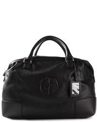 Мужская черная кожаная дорожная сумка от Giorgio Armani