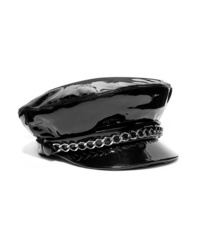 Женская черная кожаная кепка с украшением от Eugenia Kim