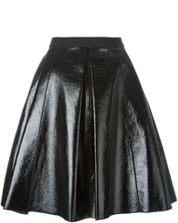 Черная кожаная короткая юбка-солнце от Marc Jacobs