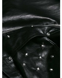 Женская черная кожаная косуха с шипами от Versace Jeans