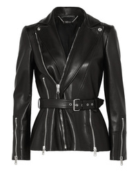 Женская черная кожаная косуха от Alexander McQueen