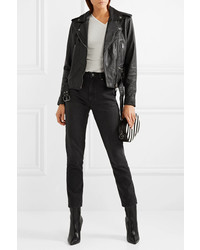 Женская черная кожаная косуха от Ksubi