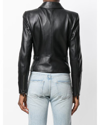 Женская черная кожаная косуха от Giorgio Armani