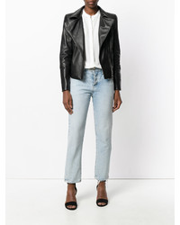 Женская черная кожаная косуха от Giorgio Armani