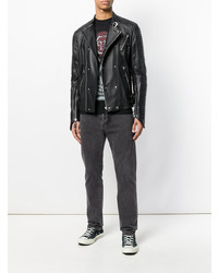 Мужская черная кожаная косуха от Philipp Plein