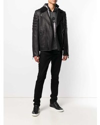 Мужская черная кожаная косуха от Philipp Plein