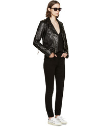 Женская черная кожаная косуха от BLK DNM