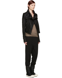 Женская черная кожаная косуха от Rick Owens