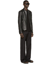 Мужская черная кожаная косуха от Balmain