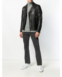 Мужская черная кожаная косуха от Dondup