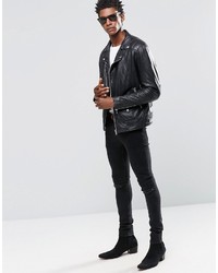 Мужская черная кожаная косуха от Religion