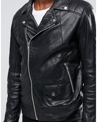 Мужская черная кожаная косуха от Religion