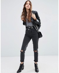 Женская черная кожаная косуха от Asos