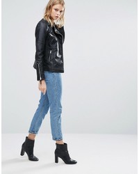 Женская черная кожаная косуха от Warehouse