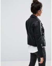 Женская черная кожаная косуха от Noisy May