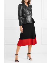 Женская черная кожаная косуха от Alexander McQueen