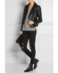 Женская черная кожаная косуха от Belstaff