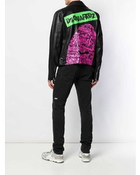 Мужская черная кожаная косуха от DSQUARED2