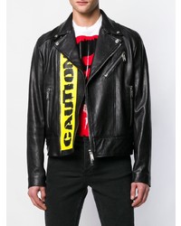 Мужская черная кожаная косуха от DSQUARED2