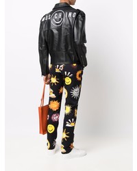 Мужская черная кожаная косуха от Moschino