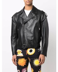 Мужская черная кожаная косуха от Moschino