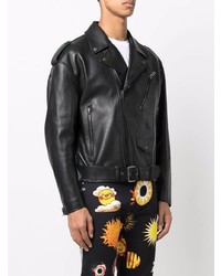 Мужская черная кожаная косуха от Moschino