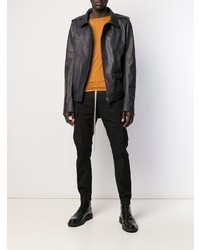 Мужская черная кожаная косуха от Rick Owens