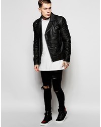 Мужская черная кожаная косуха от Religion