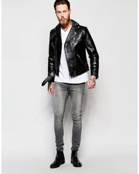 Мужская черная кожаная косуха от Nudie Jeans