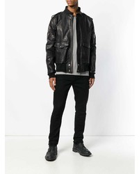 Мужская черная кожаная косуха от Giorgio Brato