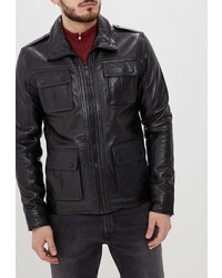 Мужская черная кожаная куртка в стиле милитари от Urban fashion for men