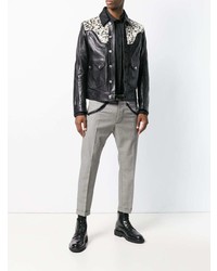 Мужская черная кожаная куртка-рубашка от DSQUARED2