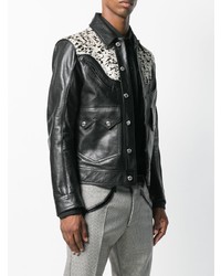 Мужская черная кожаная куртка-рубашка от DSQUARED2