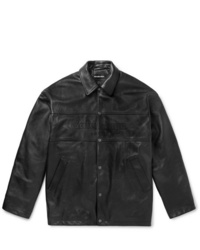 Мужская черная кожаная куртка-рубашка от Balenciaga
